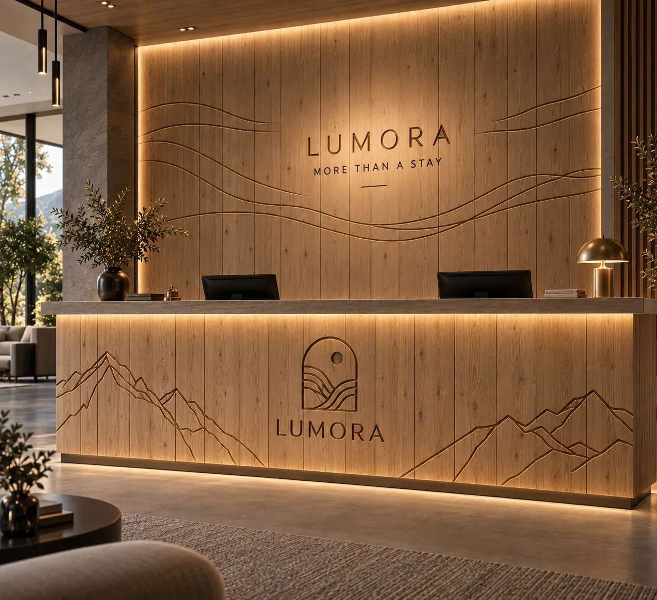 Personalizovani zidni panel za recepcioni pult